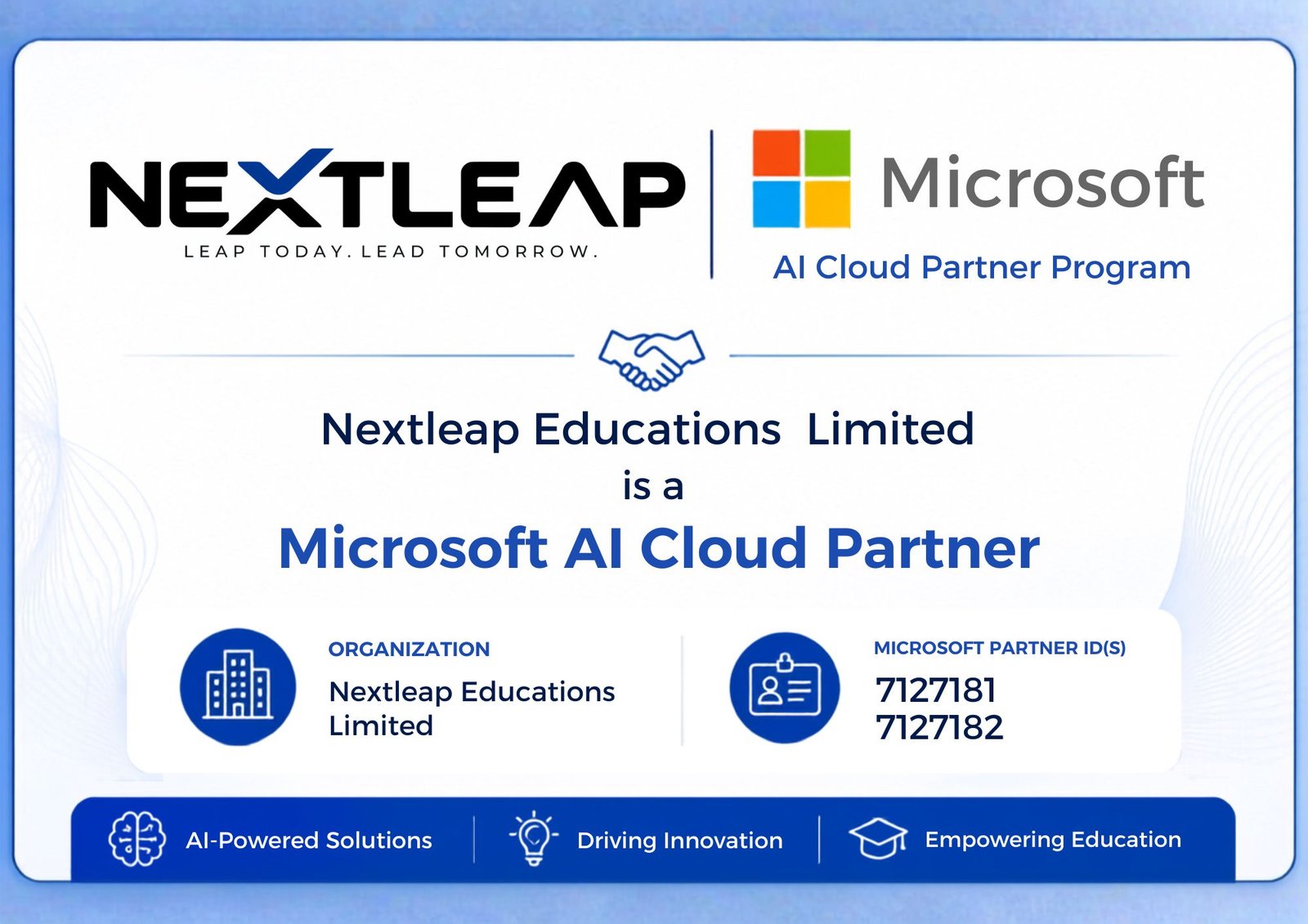 NextLeap Education is a Microsoft AI Cloud Partner
